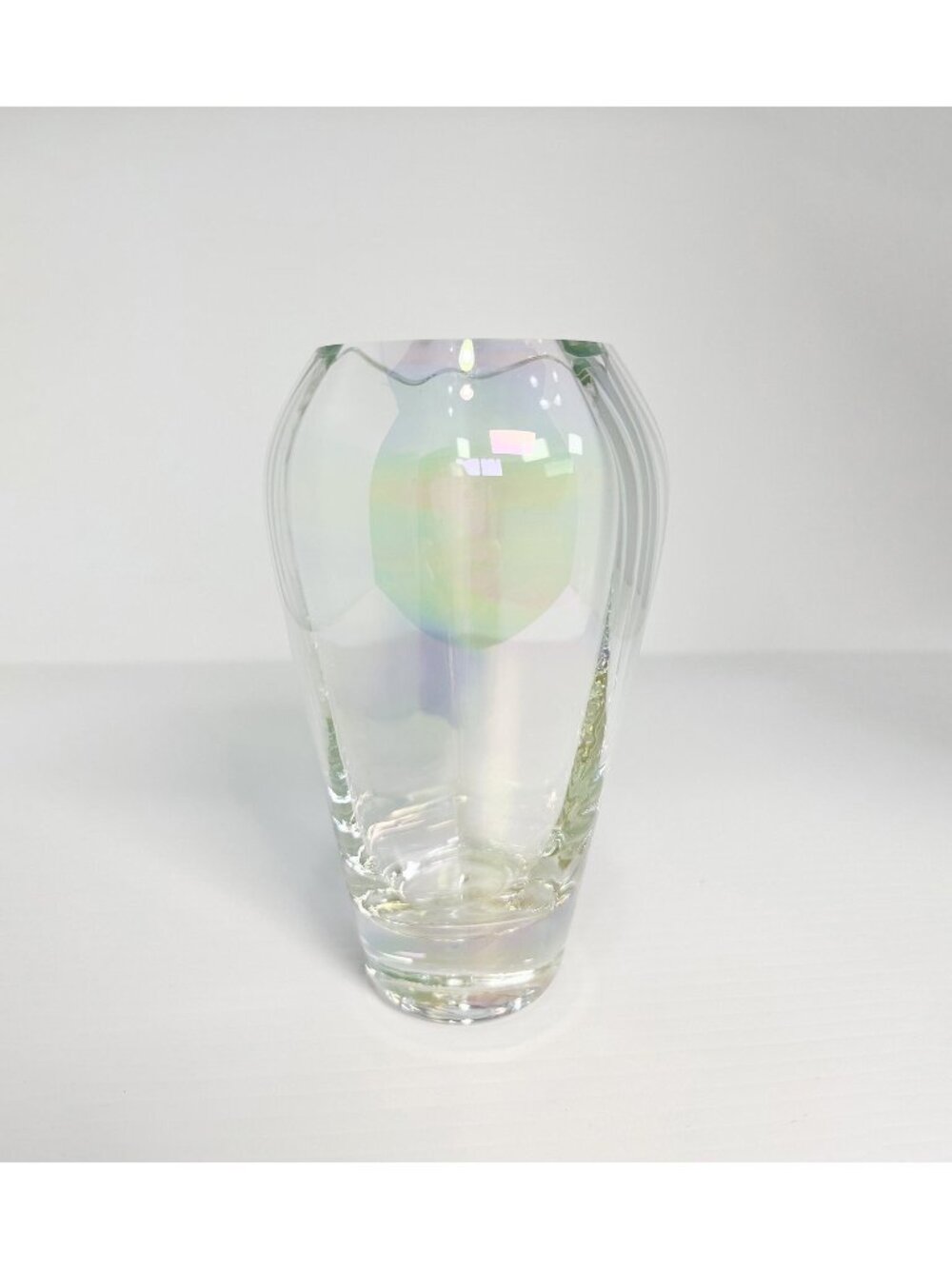 Vintage Krosno 9.75" opalescent / iridescent crystal vase
